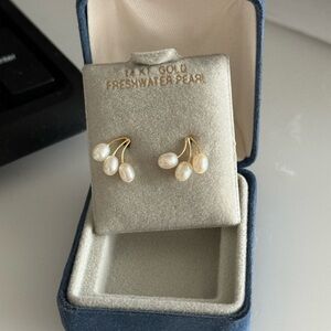 14k gold freshwater pearls earrings
